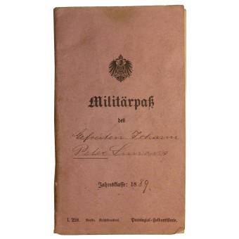 Gefreiter Simans né en 1862 paybook- Militärpaß. Espenlaub militaria